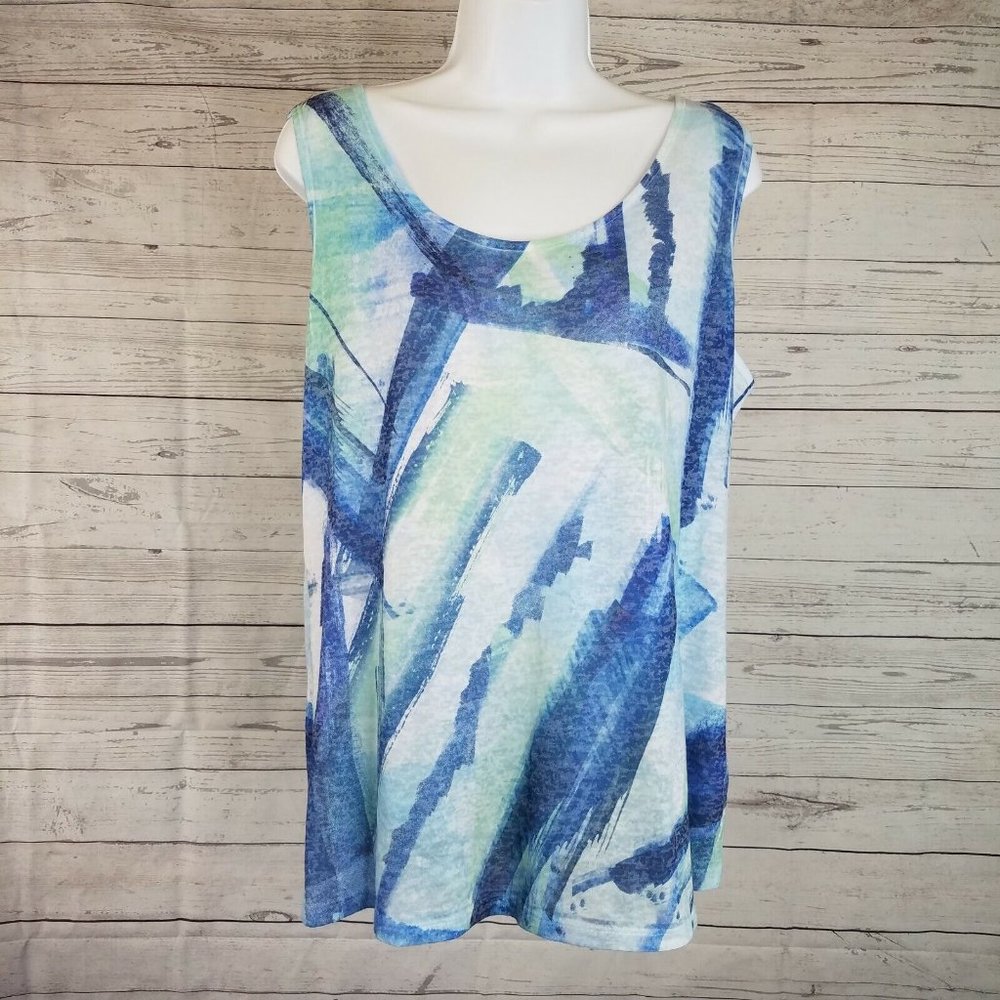 Impuls California Womens Tank Top Sz Large Blue Green‎ Semi Sheer